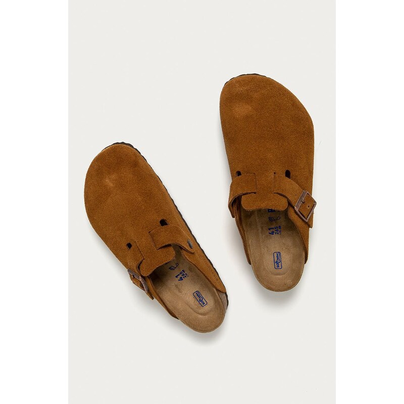 Kožené pantofle Birkenstock Boston pánské, hnědá barva, 1009542