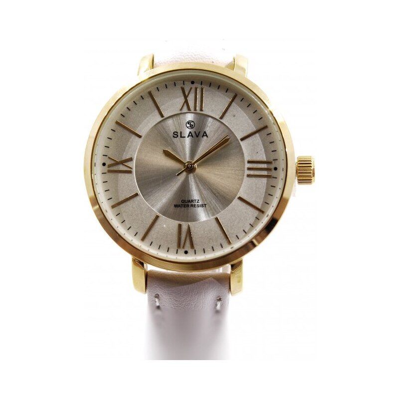 Slava Time Dámské bílé hodinky SLAVA s římskými číslicemi SLAVA 10127