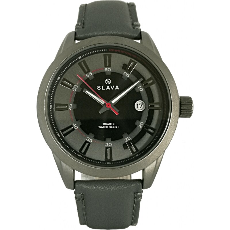 Slava Time Pánské sportovně elegantní hodinky SLAVA s velkým šedým ciferníkem SLAVA 10124