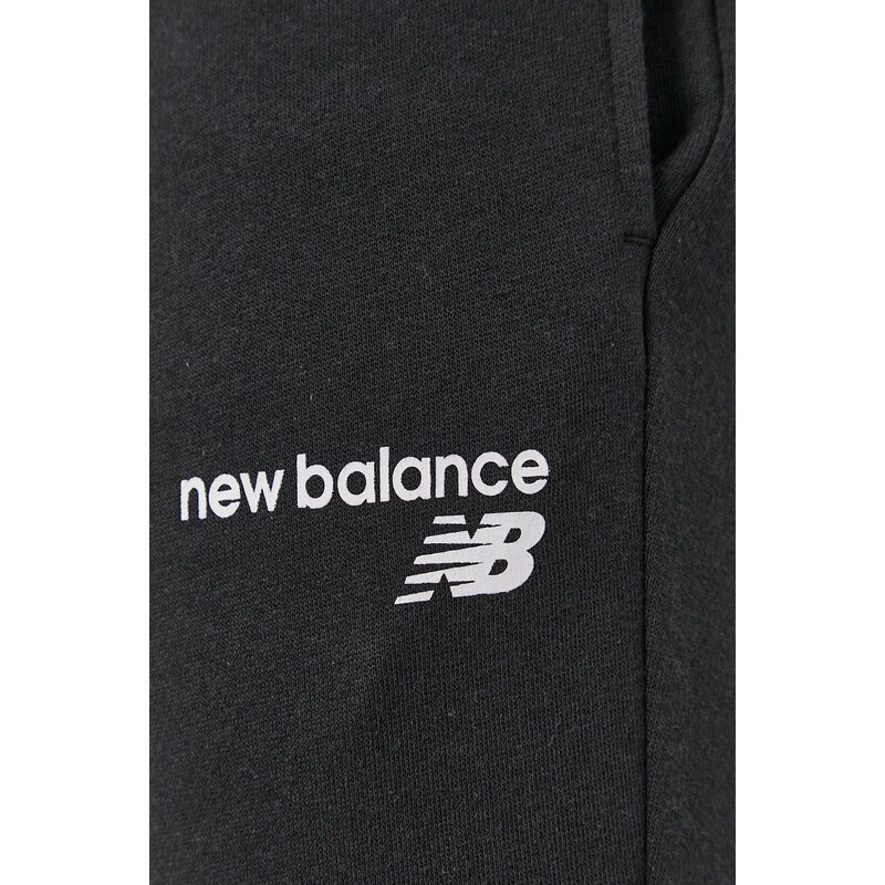 Kalhoty New Balance MP03904BK pánské, černá barva, hladké, MP03904BK-001