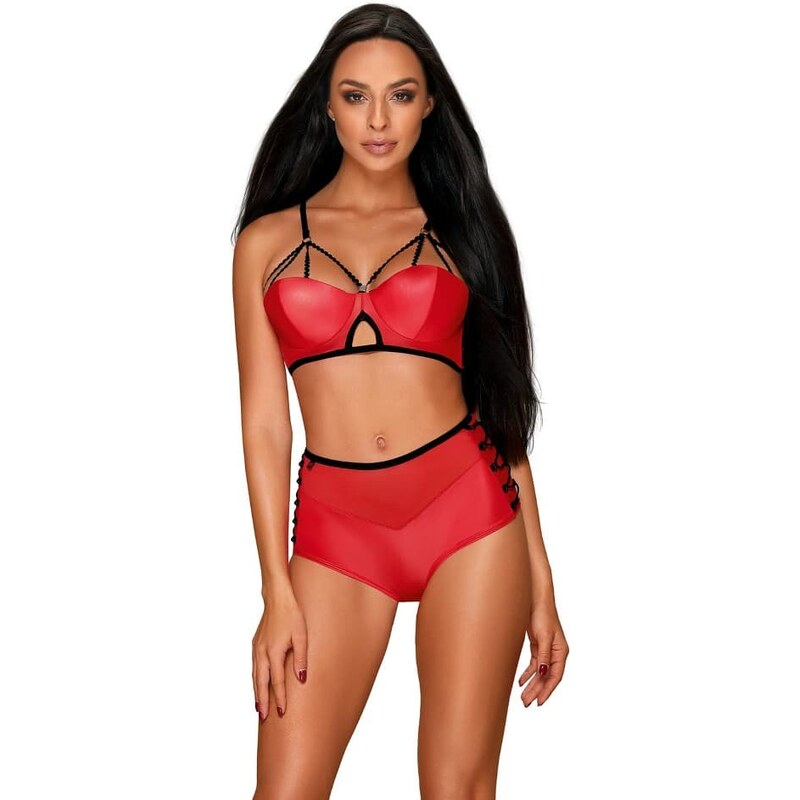 Ohnivý set Leatheria set red - Obsessive