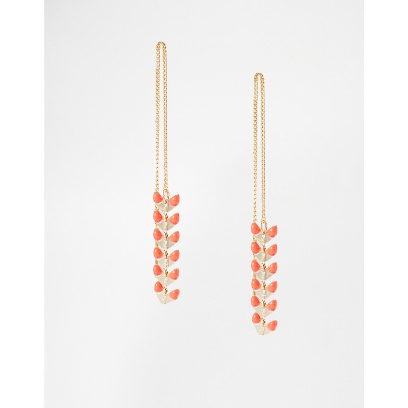 ASOS Limited Edition Fine Spine Through Earrings - Orange