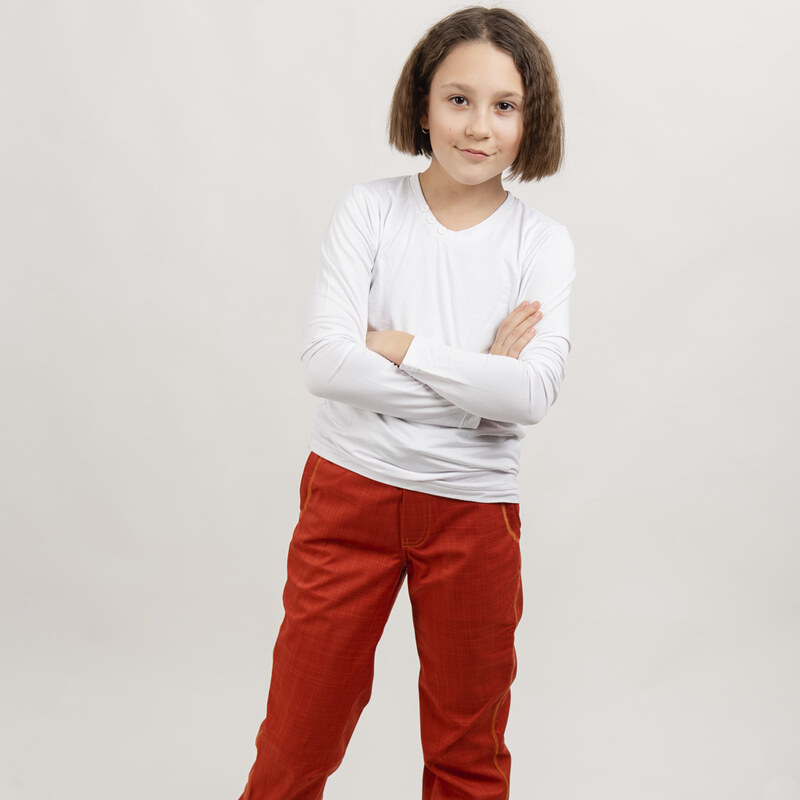 Su-rikata Dětské softshellové kalhoty Basic CIHLOVÁ