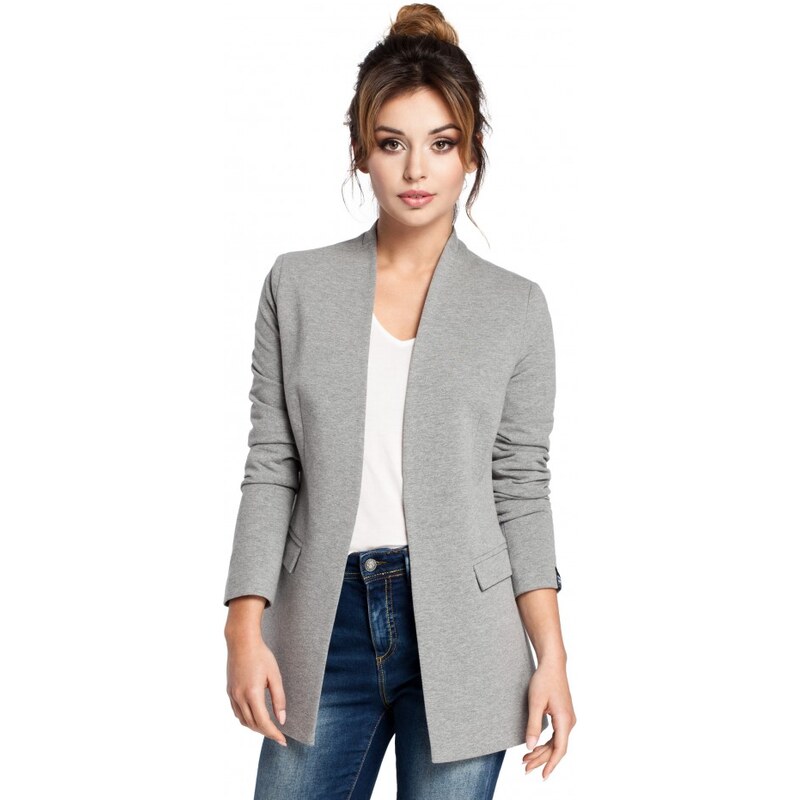 BeWear B030 Pletené sako bez límce - šedé 60509812