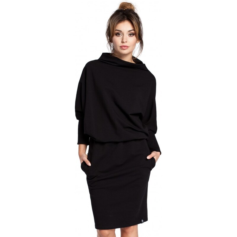 BeWear B032 Šaty s kimonovými rukávy - černé 60481635