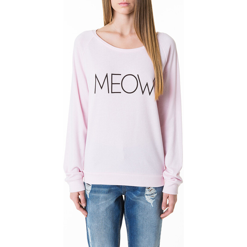 Tally Weijl Pink "Meow" Print Sweater