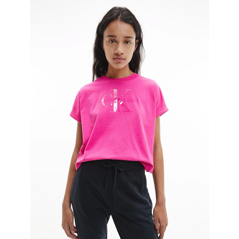 Calvin Klein Jeans dámské růžové tričko TONAL MONOGRAM TEE - GLAMI.cz