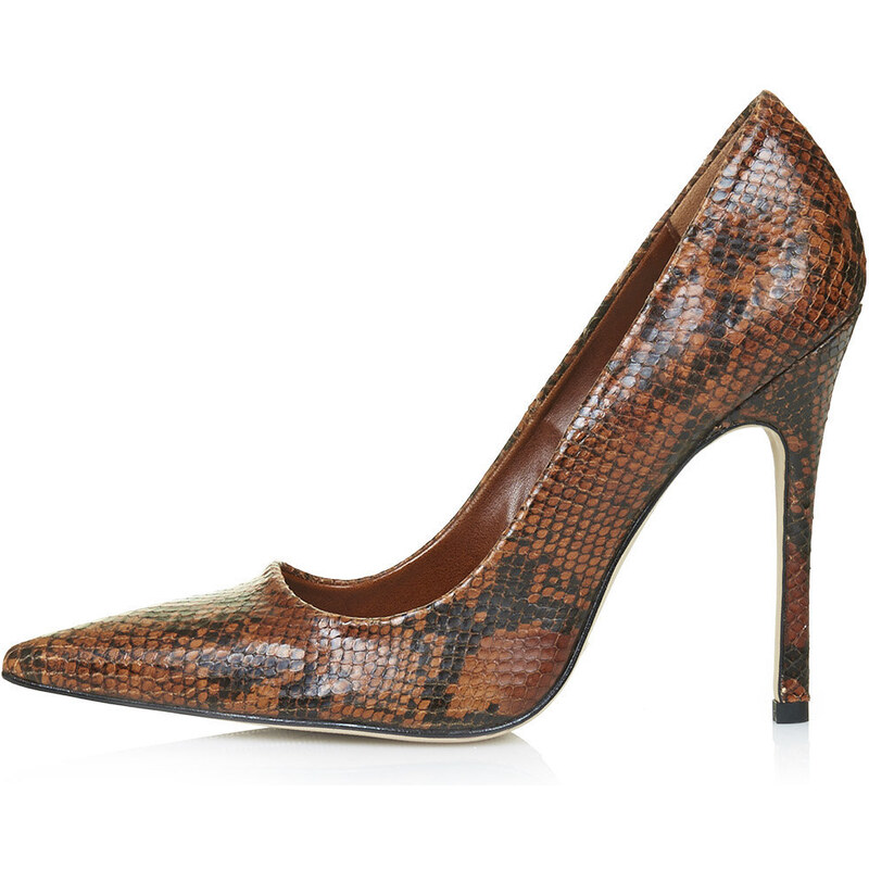 Topshop GALLOP Snake-Effect Court Shoes