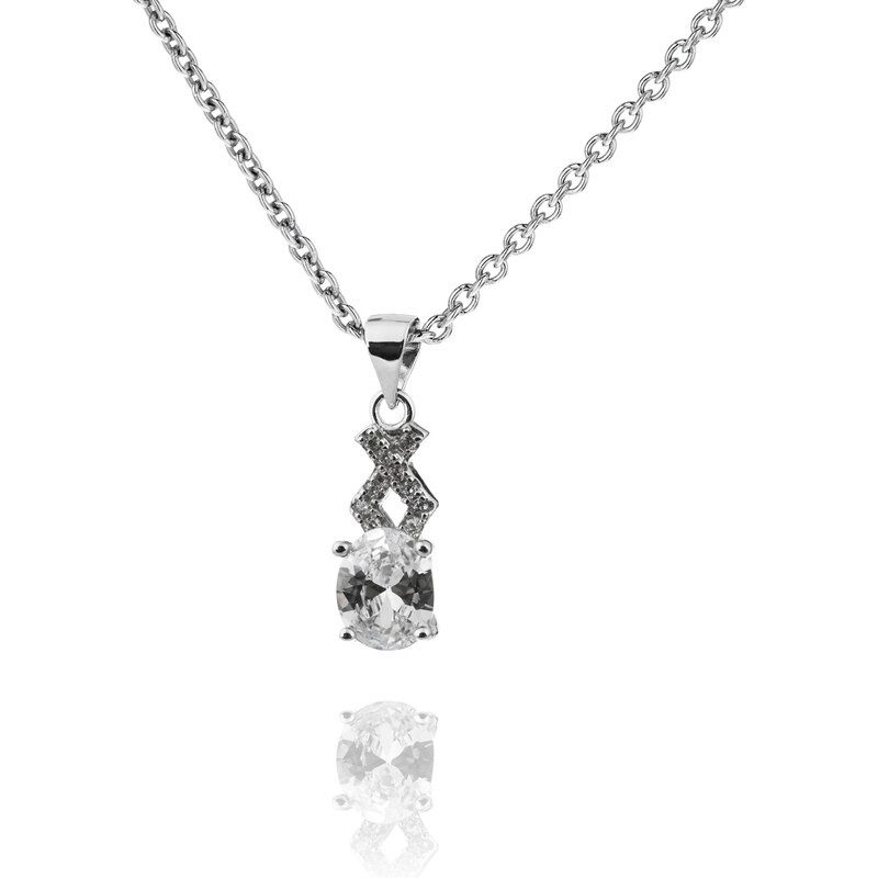 Jemný stříbrný náhrdelník se zirkonovou ozdobou - Meucci SS83N/08