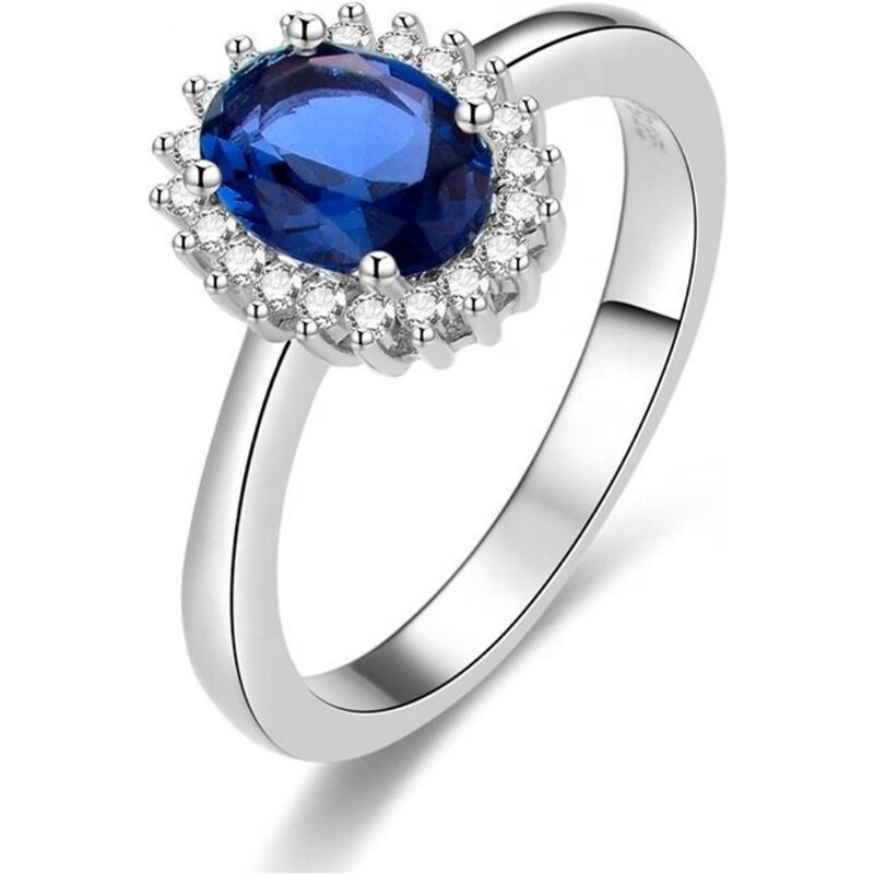 Carlo Romani Stříbrný prsten s modrým safírem KATE OVÁL
