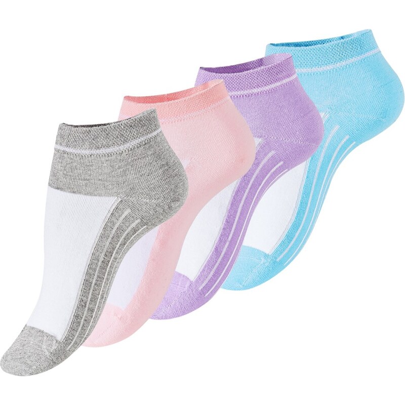 Ponožky dámské kotníčkové - žebrovaná podrážka - pastelové - 4 páry