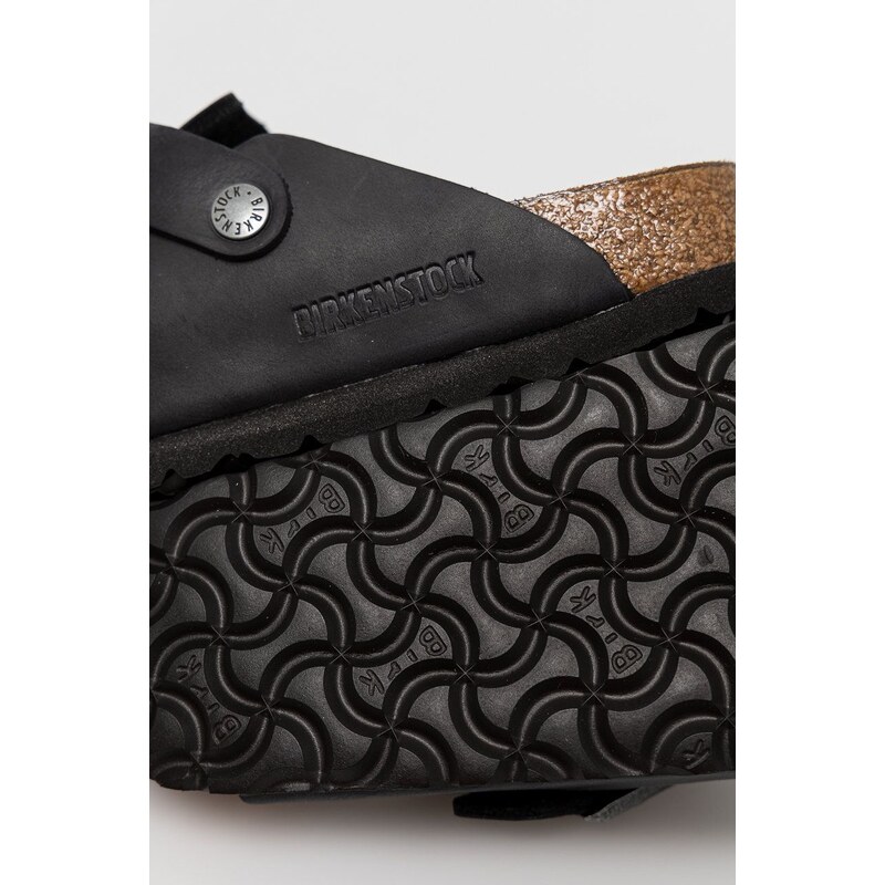 Kožené pantofle Birkenstock Boston SFB dámské, černá barva