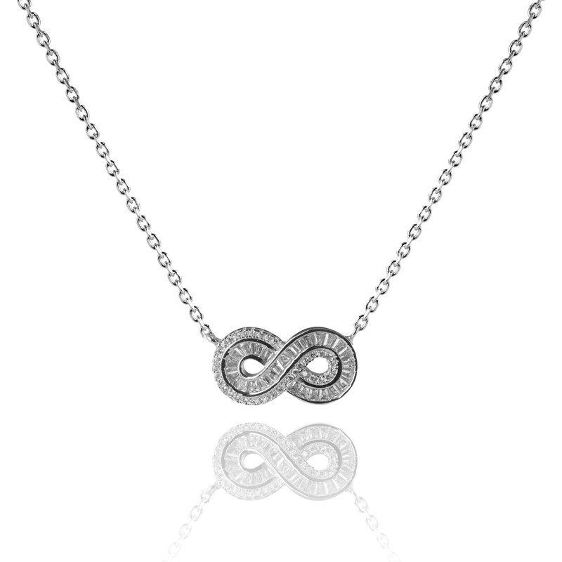 Stříbrný náhrdelník Nekonečno s obdélníkovými a kulatými zirkony - Meucci SN029