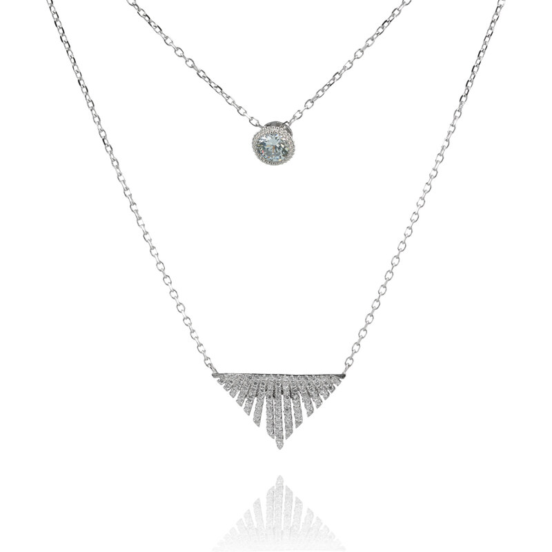 Dvojitý stříbrný náhrdelník se zirkony - Meucci SN049