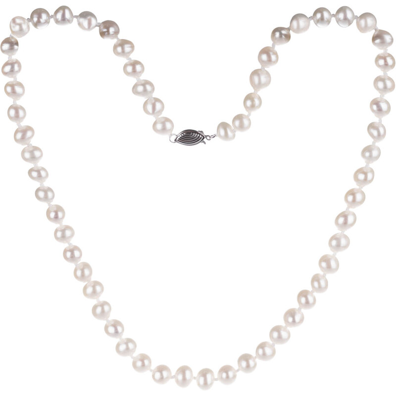 Náhrdelník s bílými říčními perlami - Meucci SPS003N