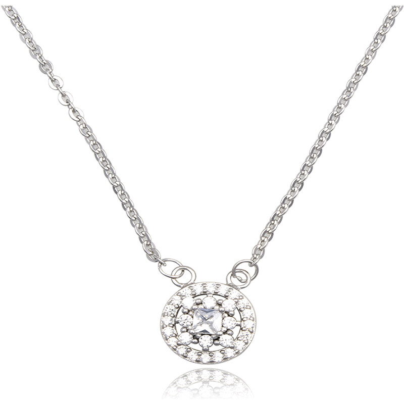 Stříbrný náhrdelník s oválnou ozdobou se zirkonovým zdobením - Meucci TAN008