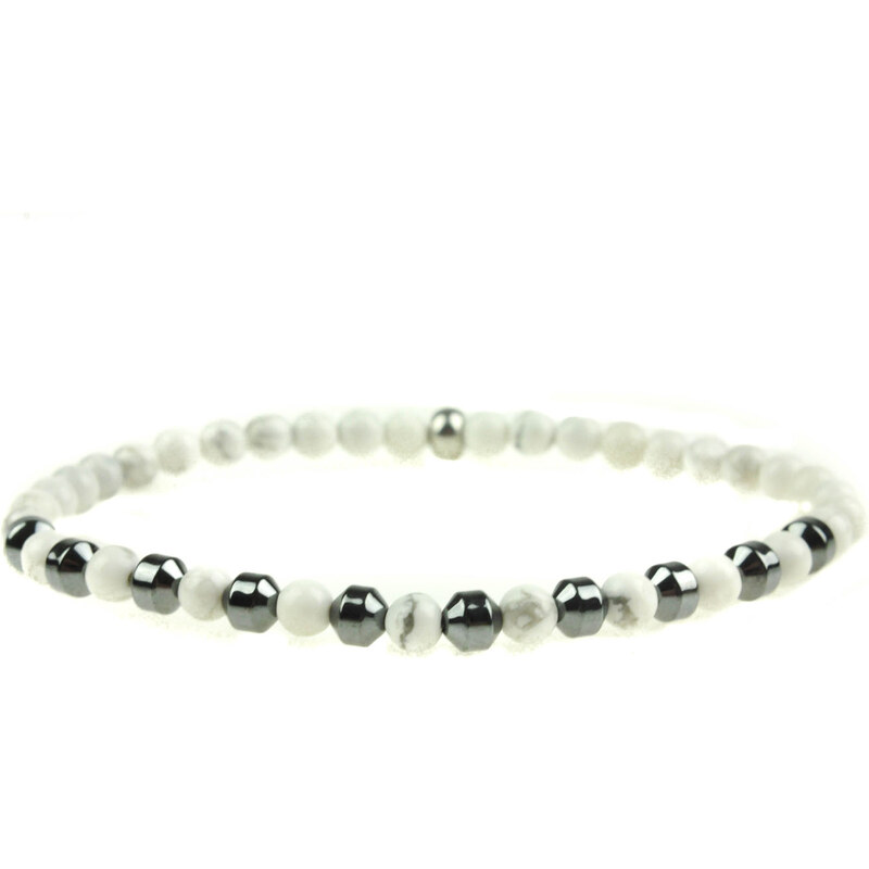 Náramek z chirurgické oceli s howlitem a hematitem - Meucci BB056 57778992