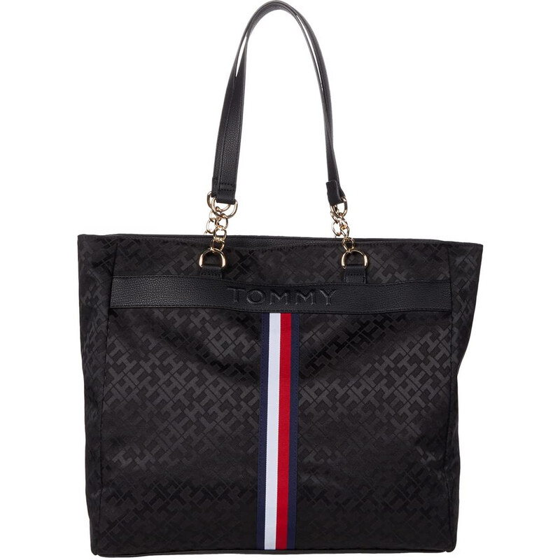 Tommy Hilfiger Samantha II Tote Geometric Jacquard Black Tonal