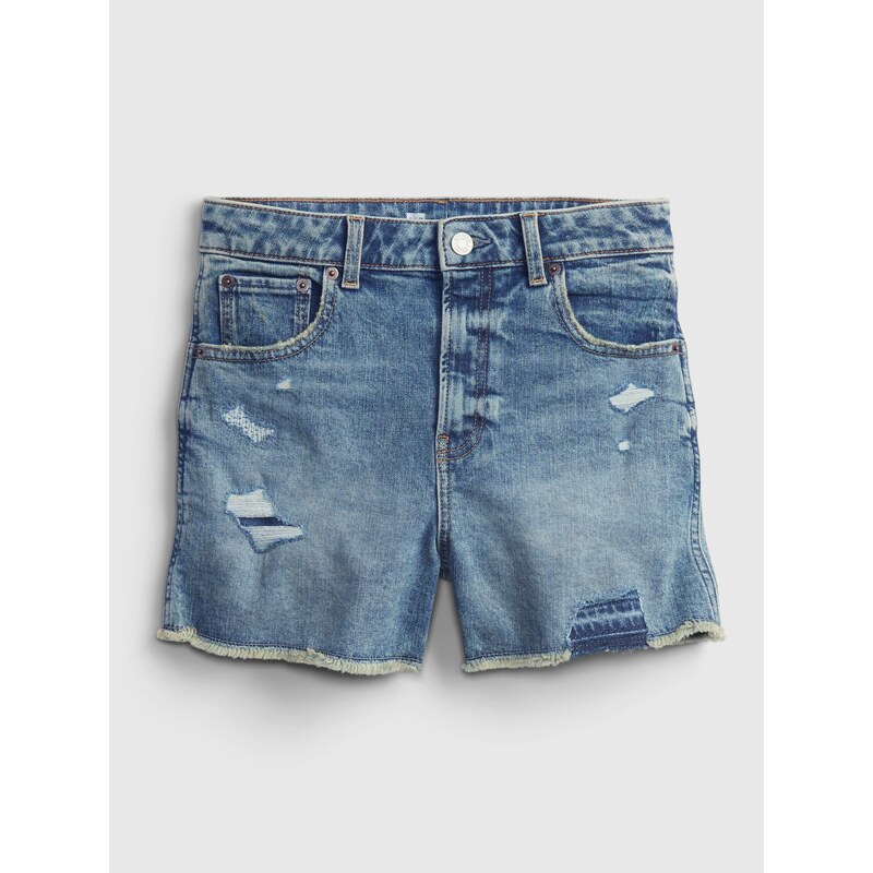 GAP Dětské džínové kraťasy teen sky high-rise denim shorts with stret - Holky