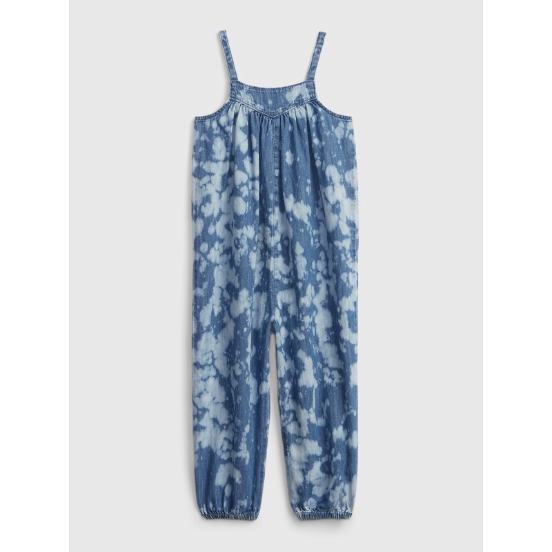 GAP Dětský overal tie-dye denim jumpsuit with Washwell - Holky