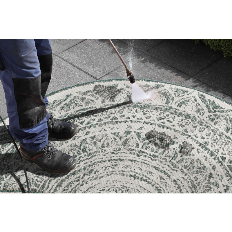 NORTHRUGS - Hanse Home koberce Kusový koberec Twin Supreme 104167 Siruma Green/Cream kruh – na ven i na doma - 140x140 (průměr) kruh cm