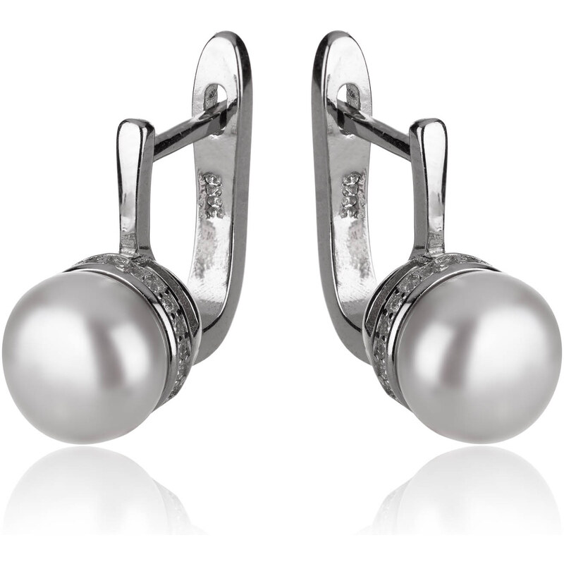 Jednoduché stříbrné náušnice s perličkou - Meucci SP76E