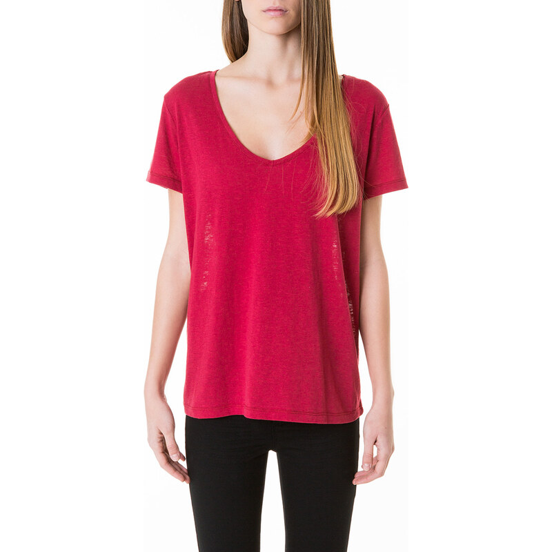Tally Weijl Red Lace Back Short Sleeve Top