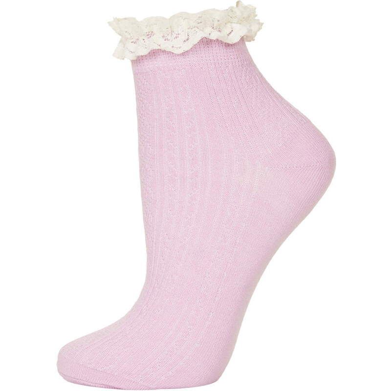 Topshop Lilac Lace Trim Ankle Socks