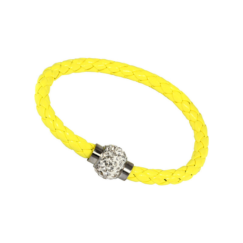 TopMode Žlutý náramek na magnet s kamínky