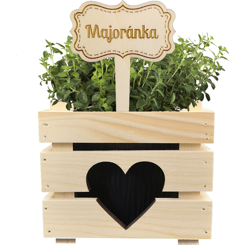 AMADEA Dřevěný zápich - cedulka na bylinky Majoránka, výška 20 cm, český výrobek