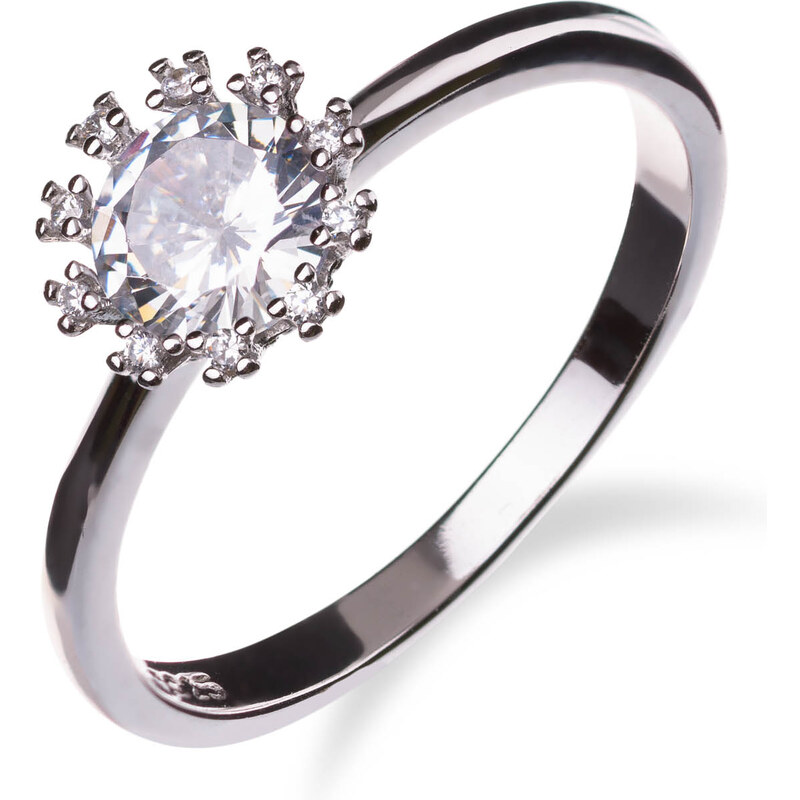 Stříbrný prsten s dominantním čirým zirkonem - Meucci SS250R