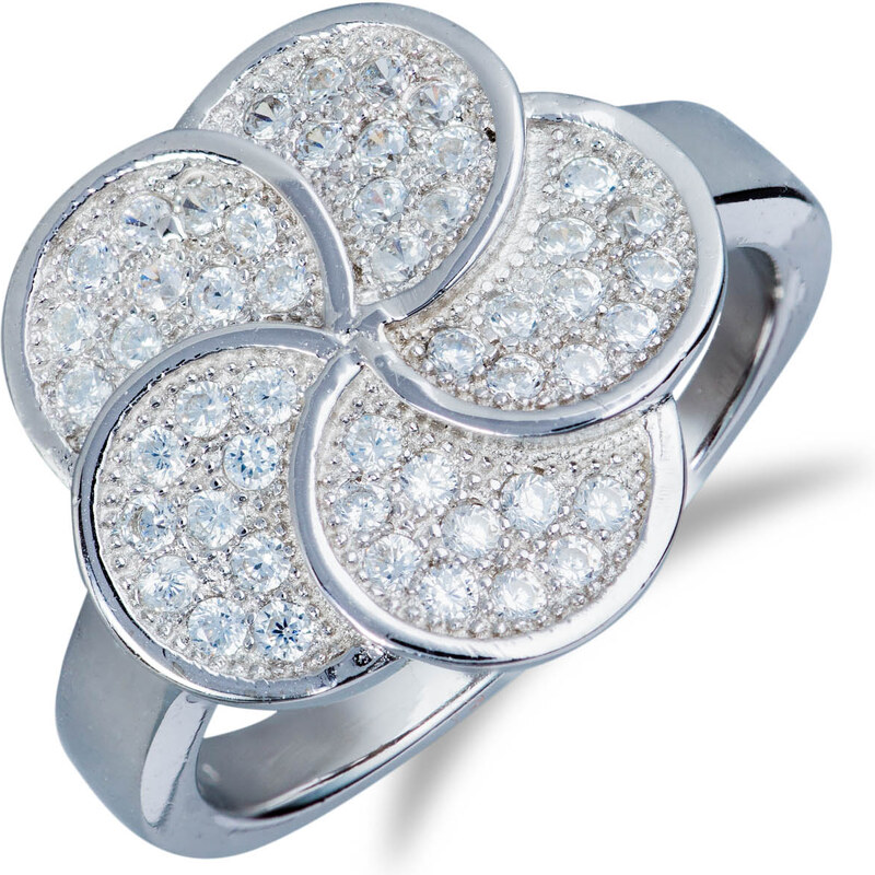 Stříbrný prsten s kytičkou a mikrozirkony - Meucci SM27R