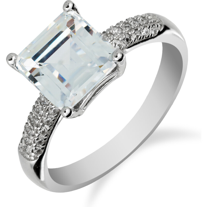 Stříbrný prsten s čtvercovým zirkonem - Meucci SS130R