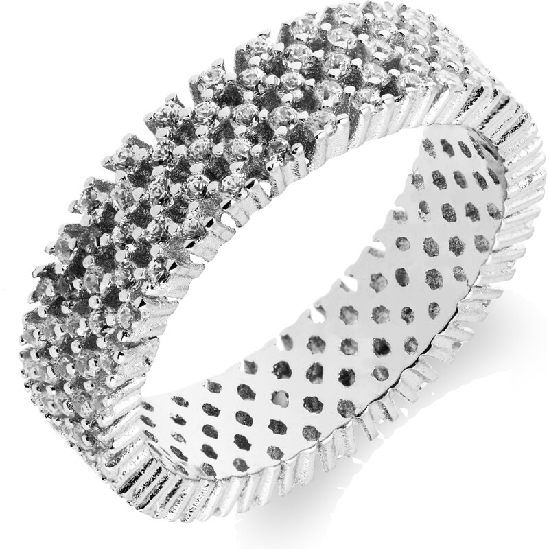 Stříbrný prsten osázený drobnými zirkony - Meucci SR043