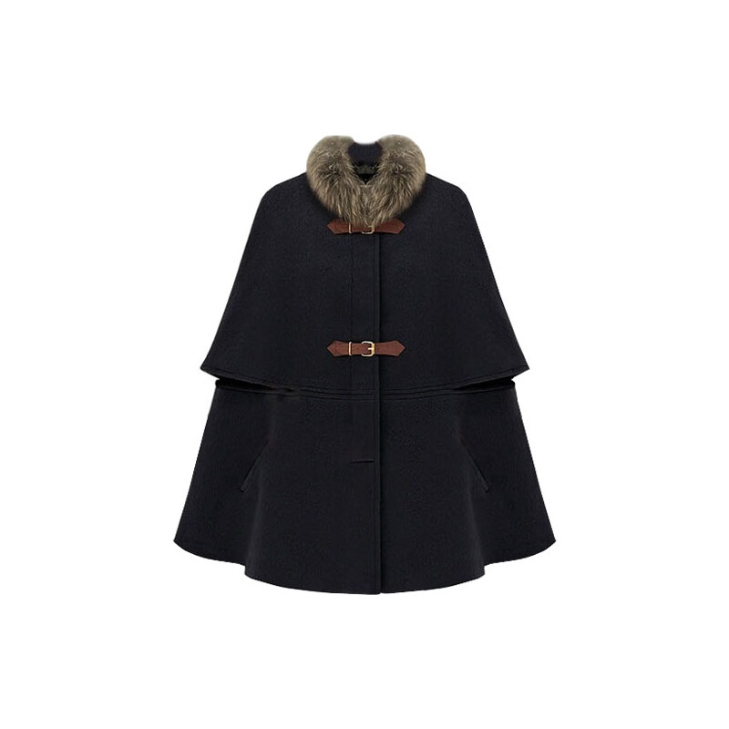 ROMWE Fitted Big Hasps Black Cape