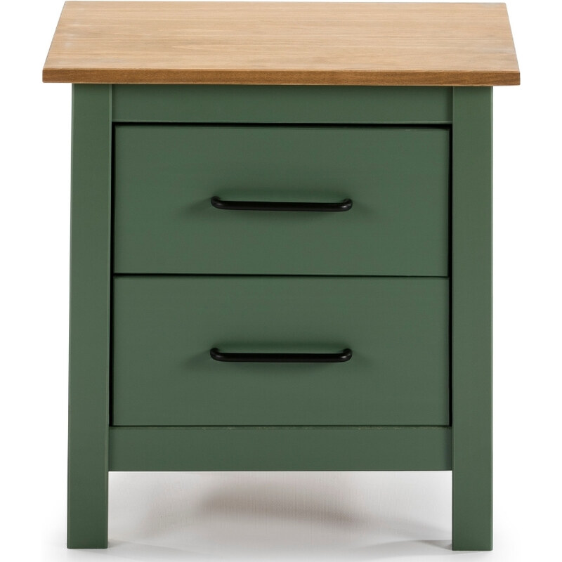Olivově zelený borovicový noční stolek Marckeric Miranda 46 x 35 cm