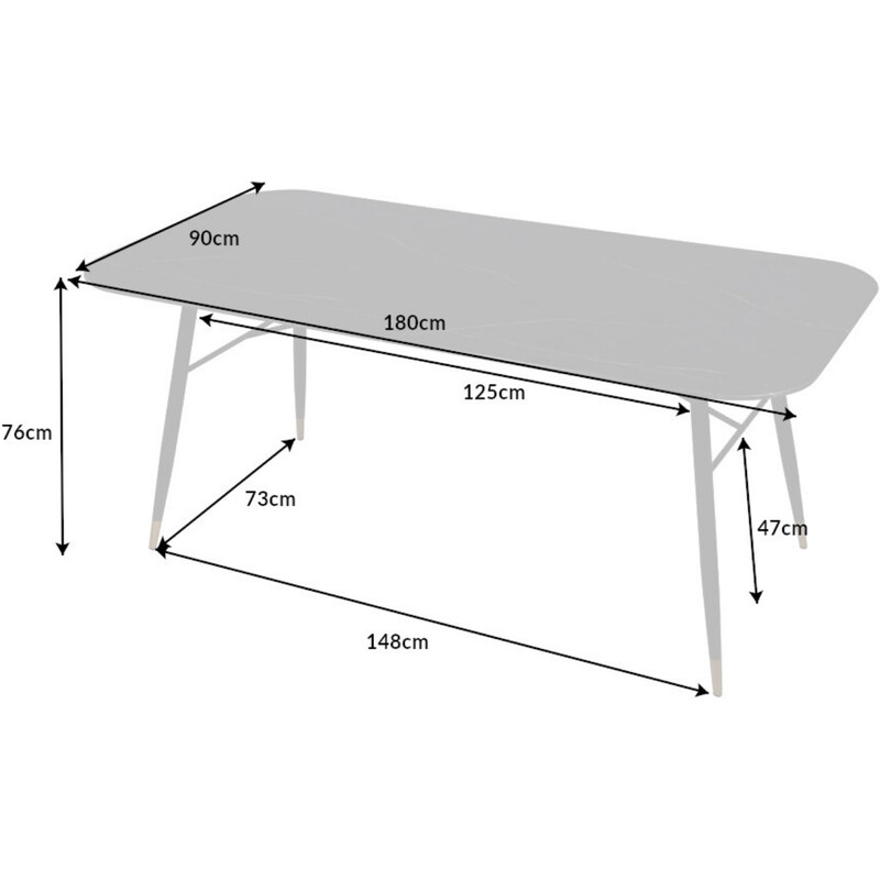 Moebel Living Černý skleněný jídelní stůl Pierre 180 x 90 cm