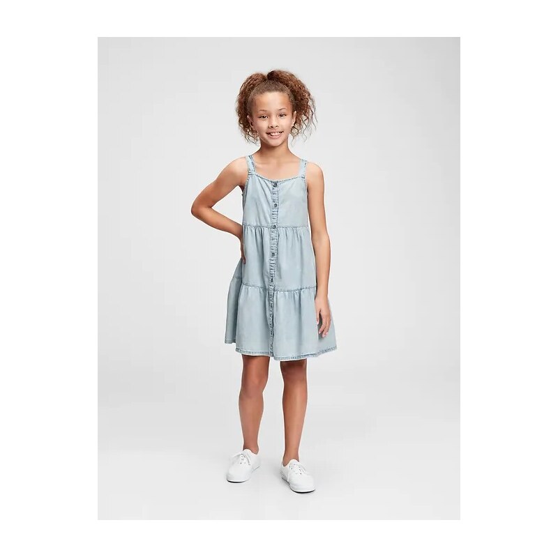 GAP Dětské šaty denim tiered dress - Holky