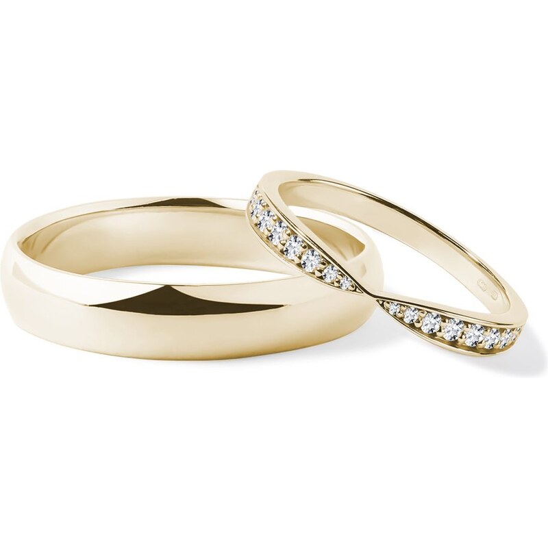 Zlaté svatební prstýnky s diamanty KLENOTA S0125013
