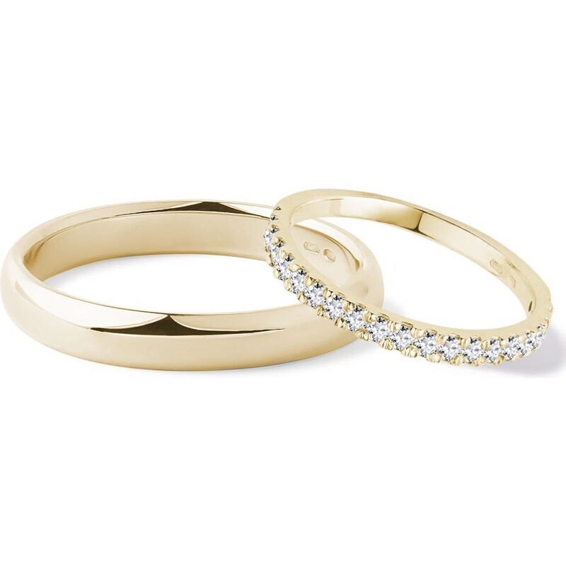 Snubní prsteny ze žlutého zlata s diamanty KLENOTA S0159013