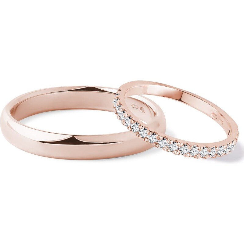 Snubní prsteny z růžového 14k zlata s brilianty KLENOTA S0159014