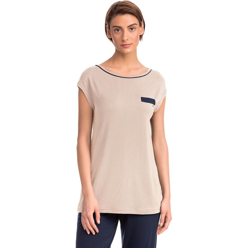 Vamp - Krátká dámská noční košile BEIGE SOLEIL M 14191 - Vamp 113503627