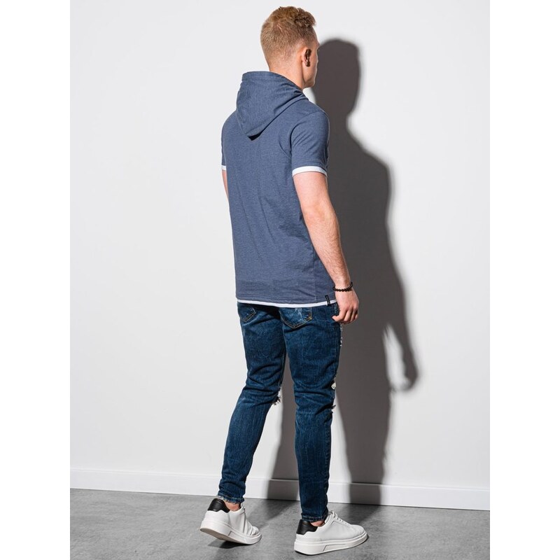 Buďchlap Trendové modro-melírované tričko s kapucí S1376