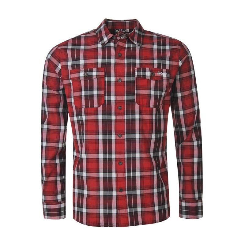 Lee Cooper C LS Check Shirt Sn51 Red/Blk/Wht XS