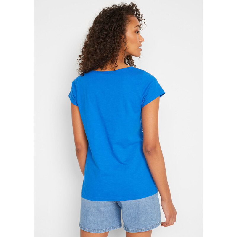 bonprix Žíhané tričko, krátký rukáv Modrá
