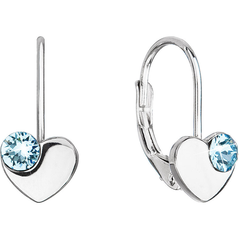 Stříbrné visací náušnice se Swarovski krystaly srdíčka 31299.3