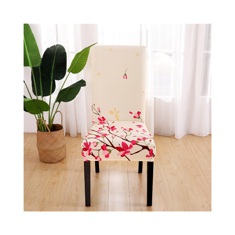 Napínací potah na židle - krémový - sakura