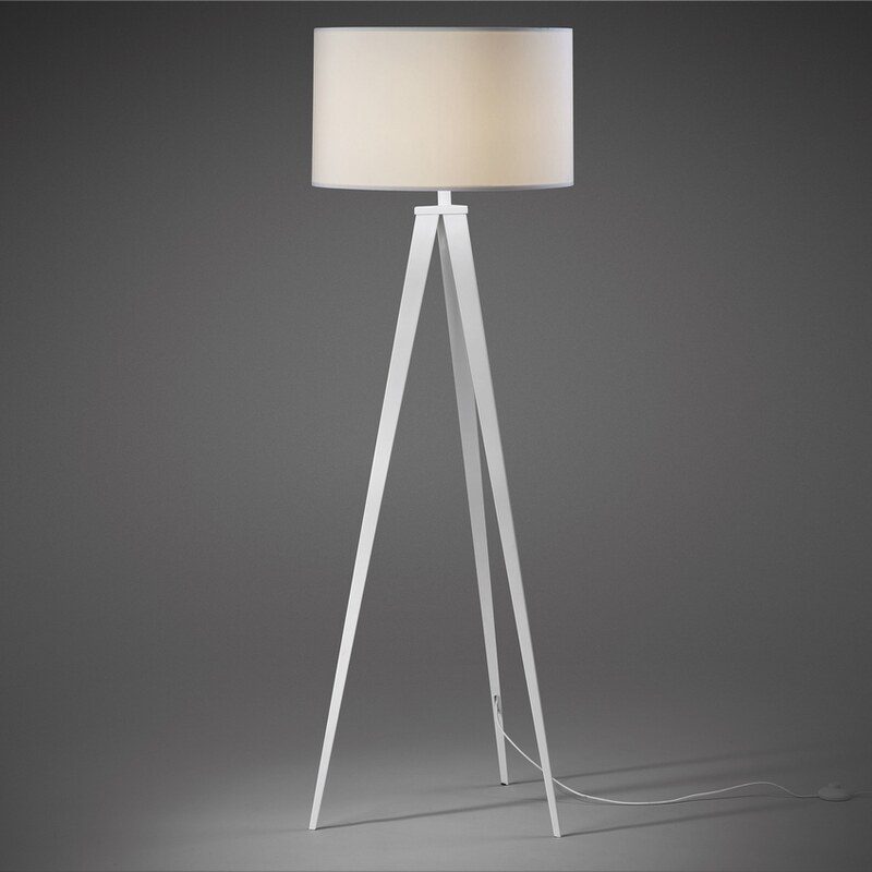 Bílá bavlněná stojací lampa Kave Home Iguazu 157 cm