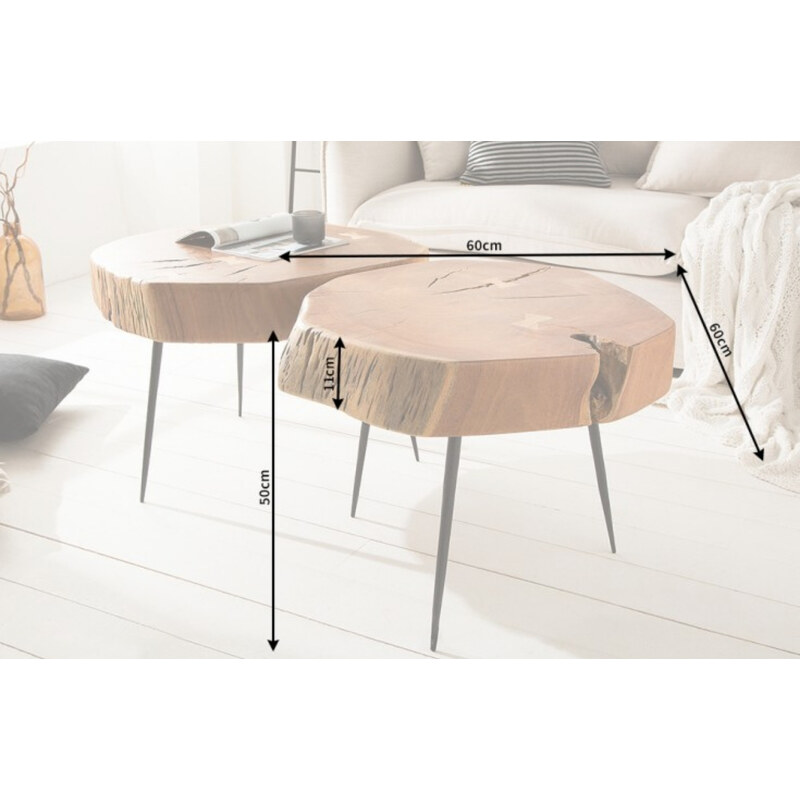 Moebel Living Masivní akátový konferenční stolek Barstow 60 cm