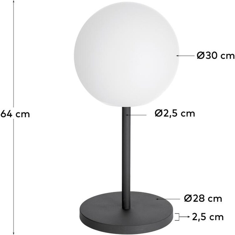 Bílá plastová stolní LED lampa Kave Home Dinesh s černou podnoží
